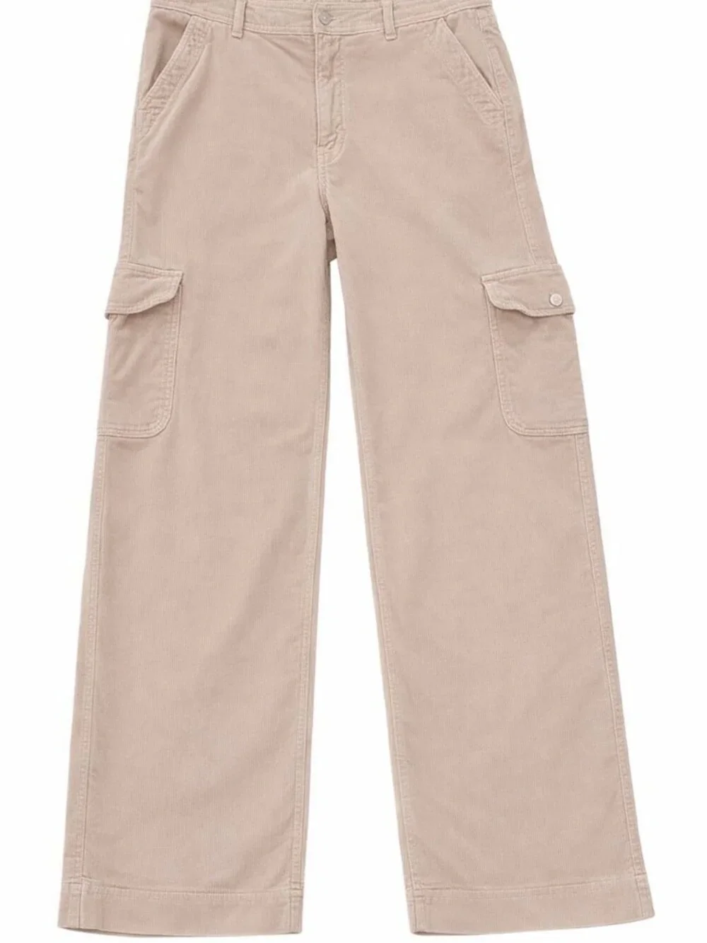 American Eagle High Rise Baggie Wide Leg Corduroy Cargo Pants Dreamy Drape Taupe - Picture 2 of 12